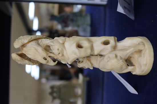 A Japanese Meiji ivory okimono, H 17.5cm